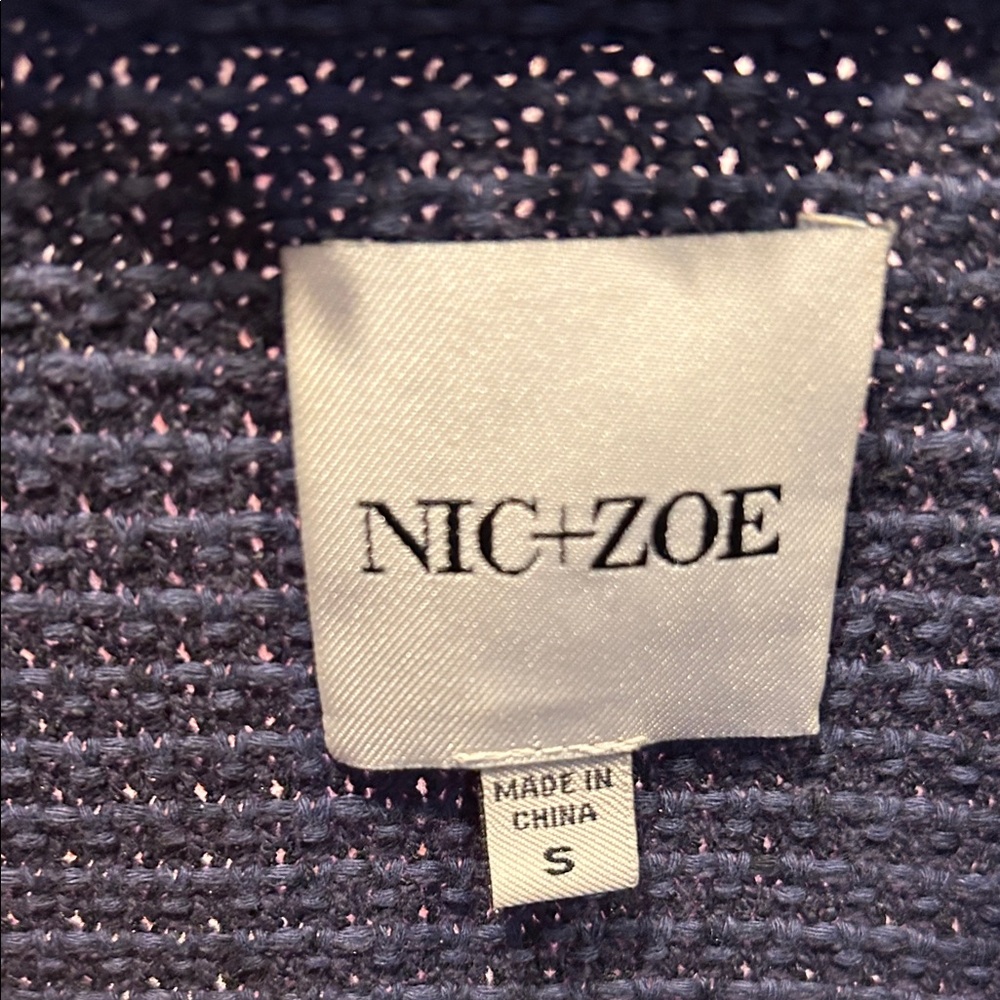 NIC+ZOE Women's Textured Blue sweater Blazer - Picture 2 of 5